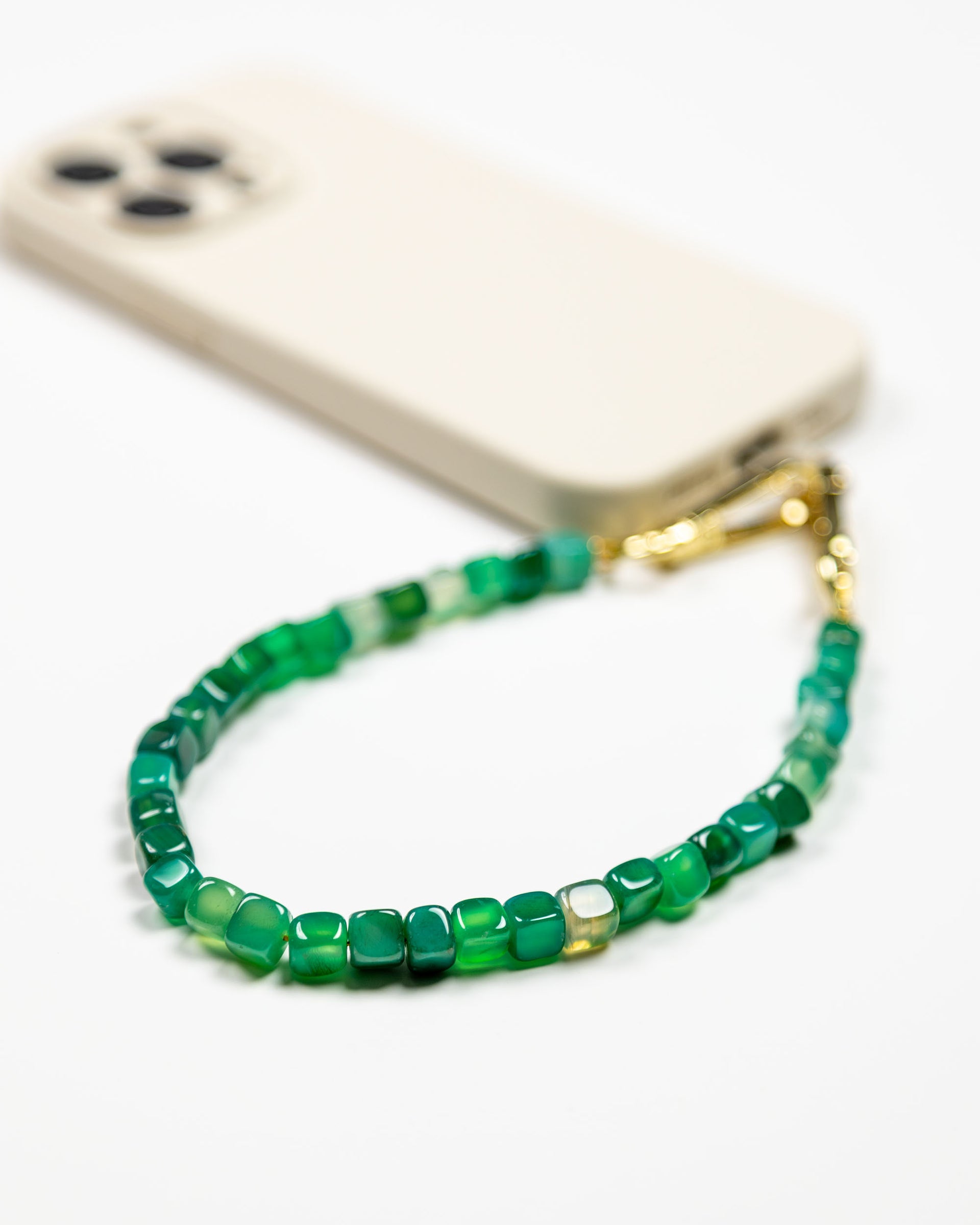 Emerald Green Agate Beads Phone Charm