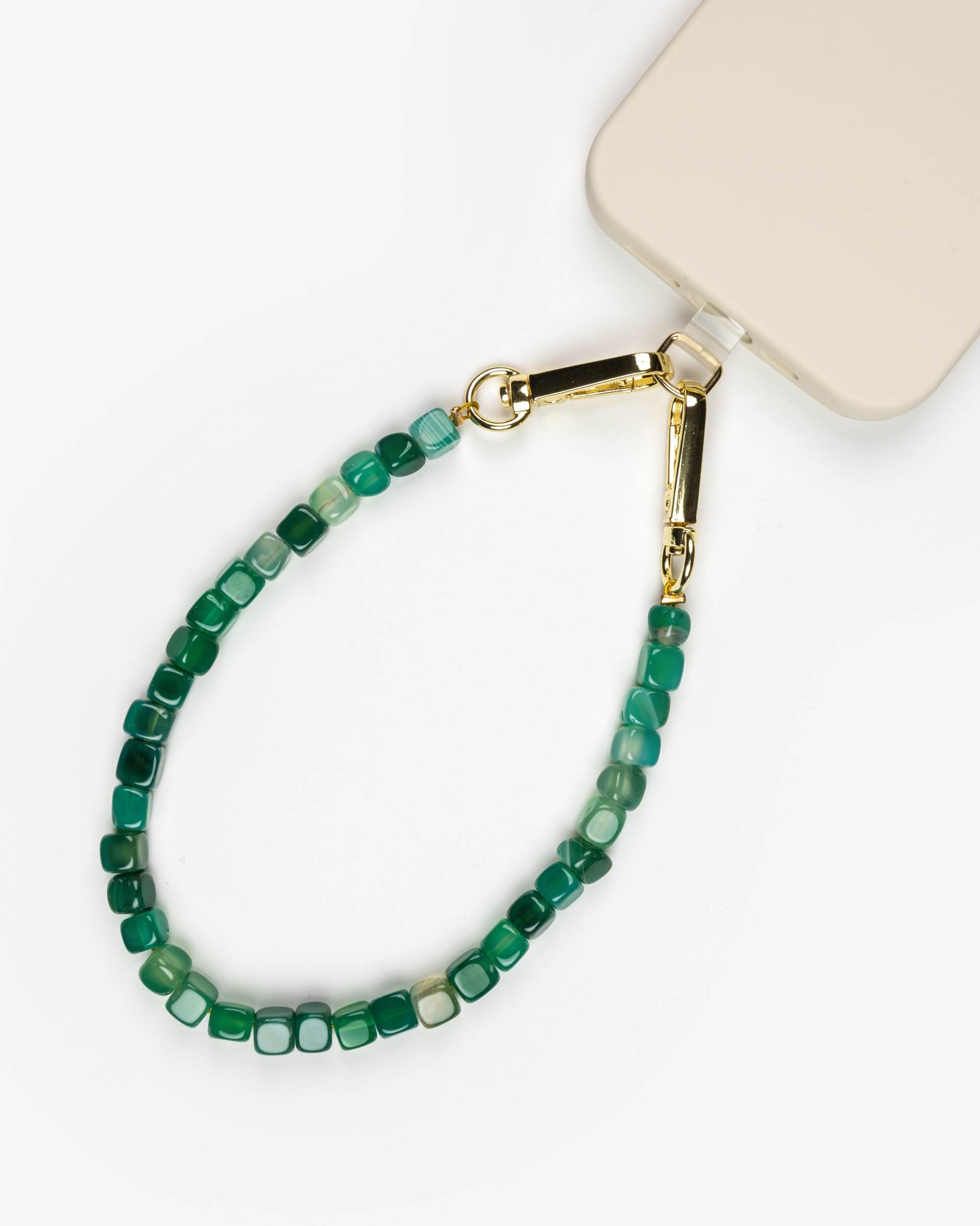Emerald Green Agate Beads Phone Charm