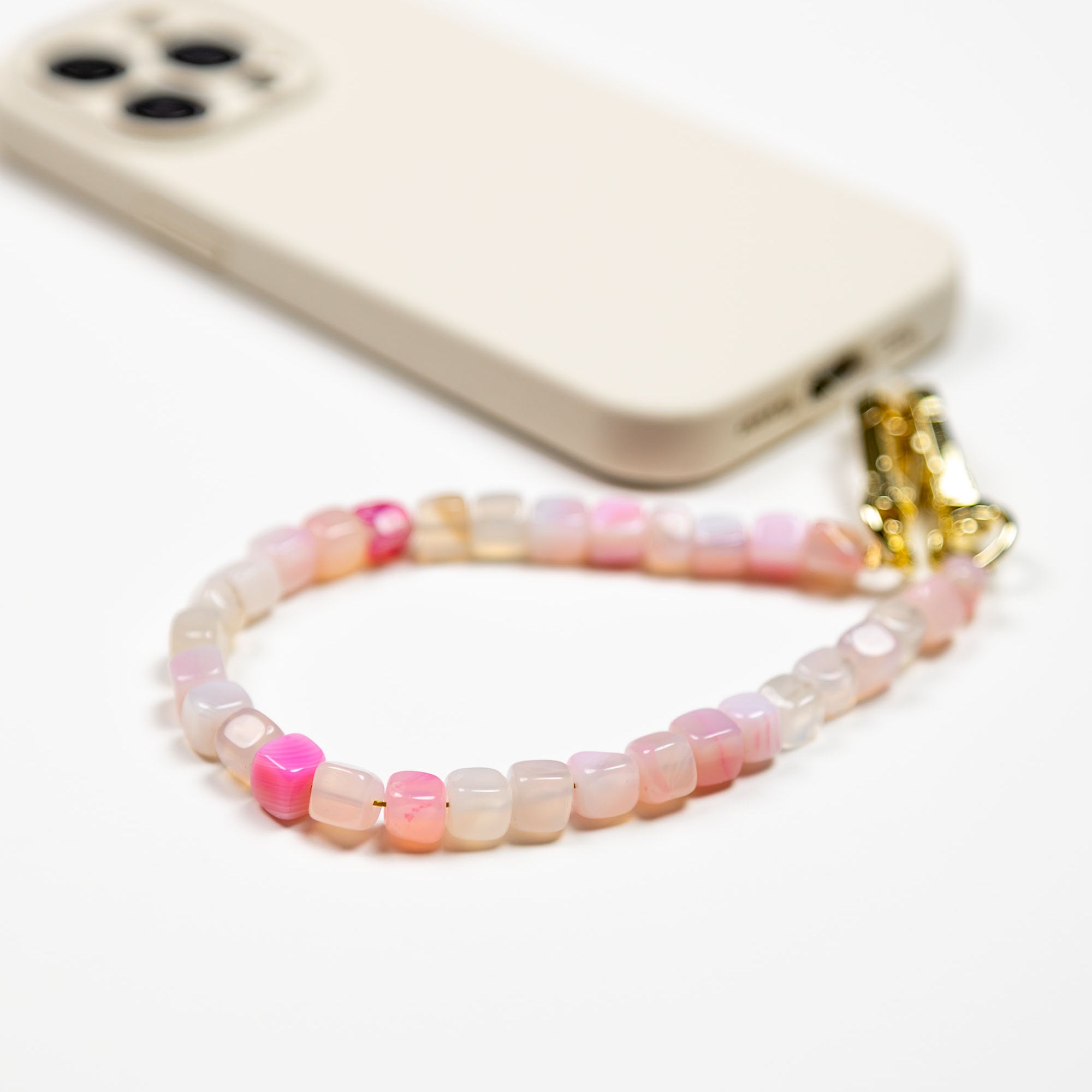 Blush Pink Agate Beads Phone Charm