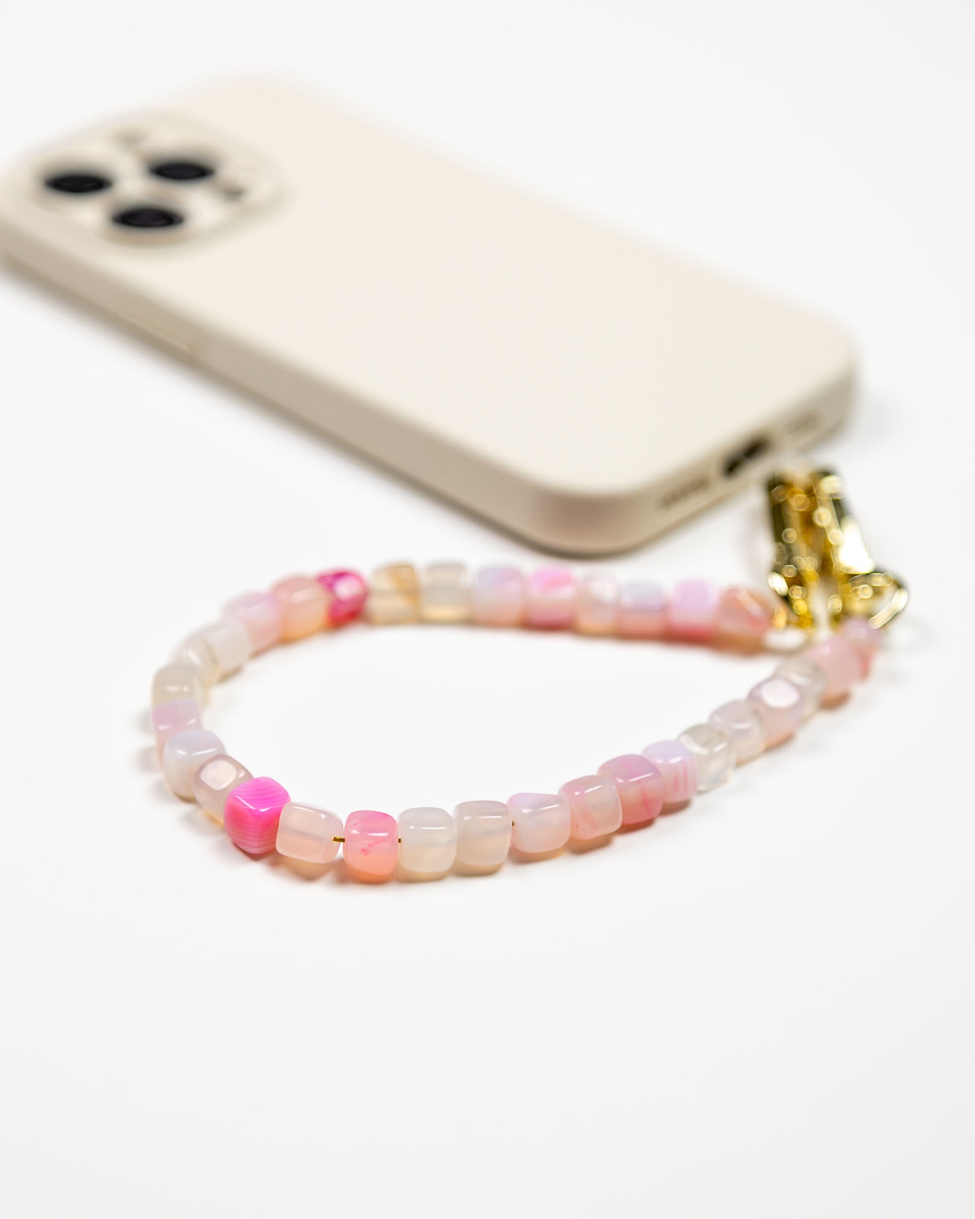 Blush Pink Agate Beads Phone Charm
