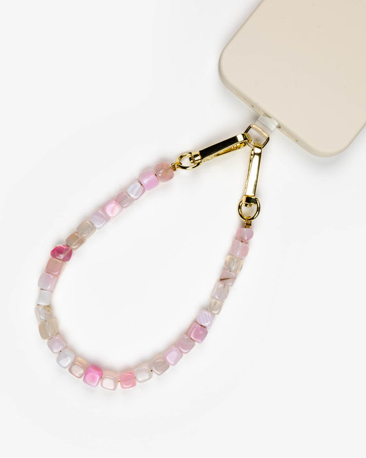Blush Pink Agate Beads Phone Charm