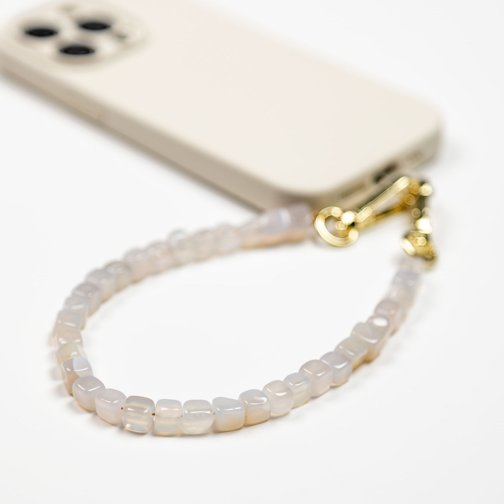 Milky White Agate Beads Phone Charm