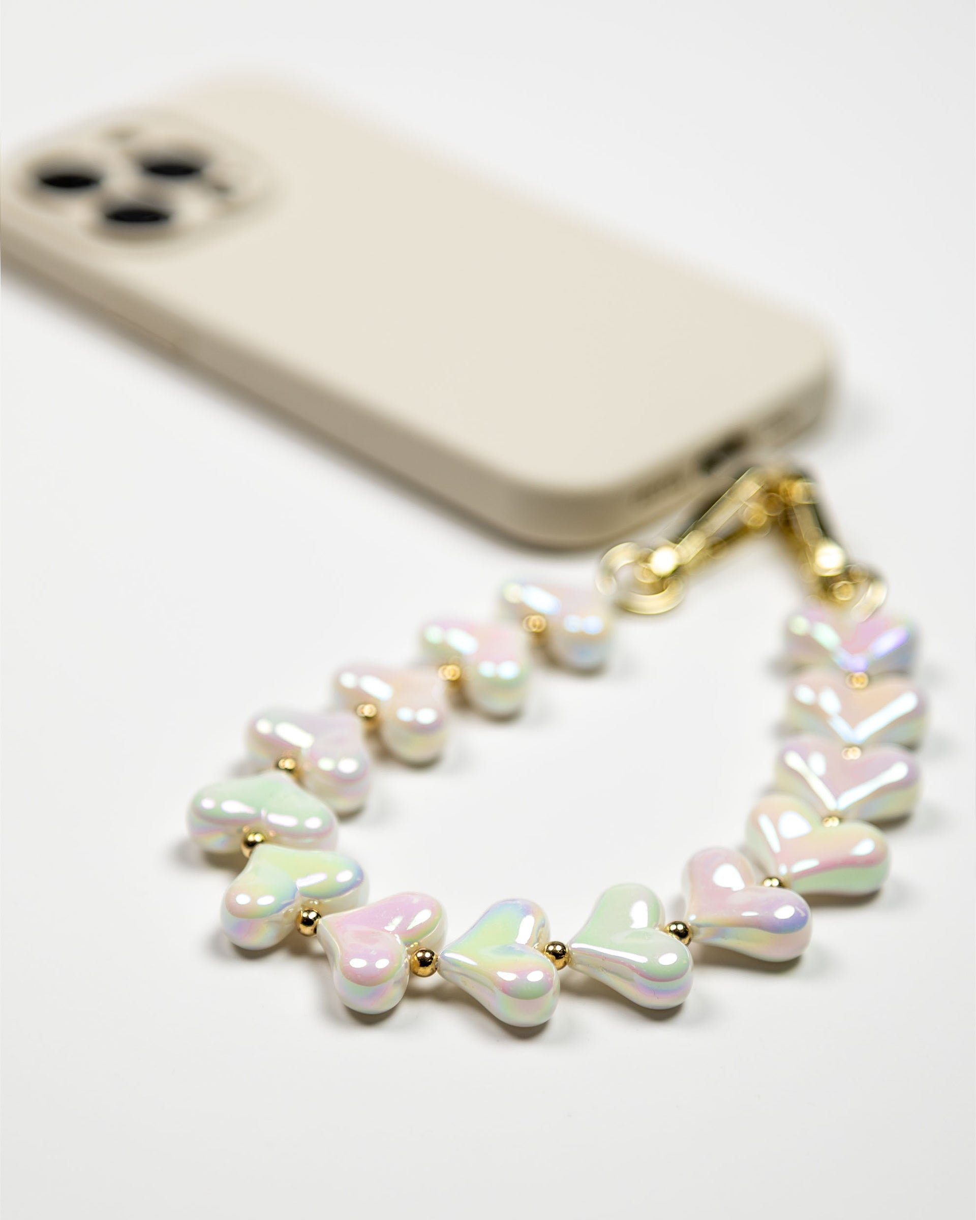 Pearl Glow Heart Phone Charm