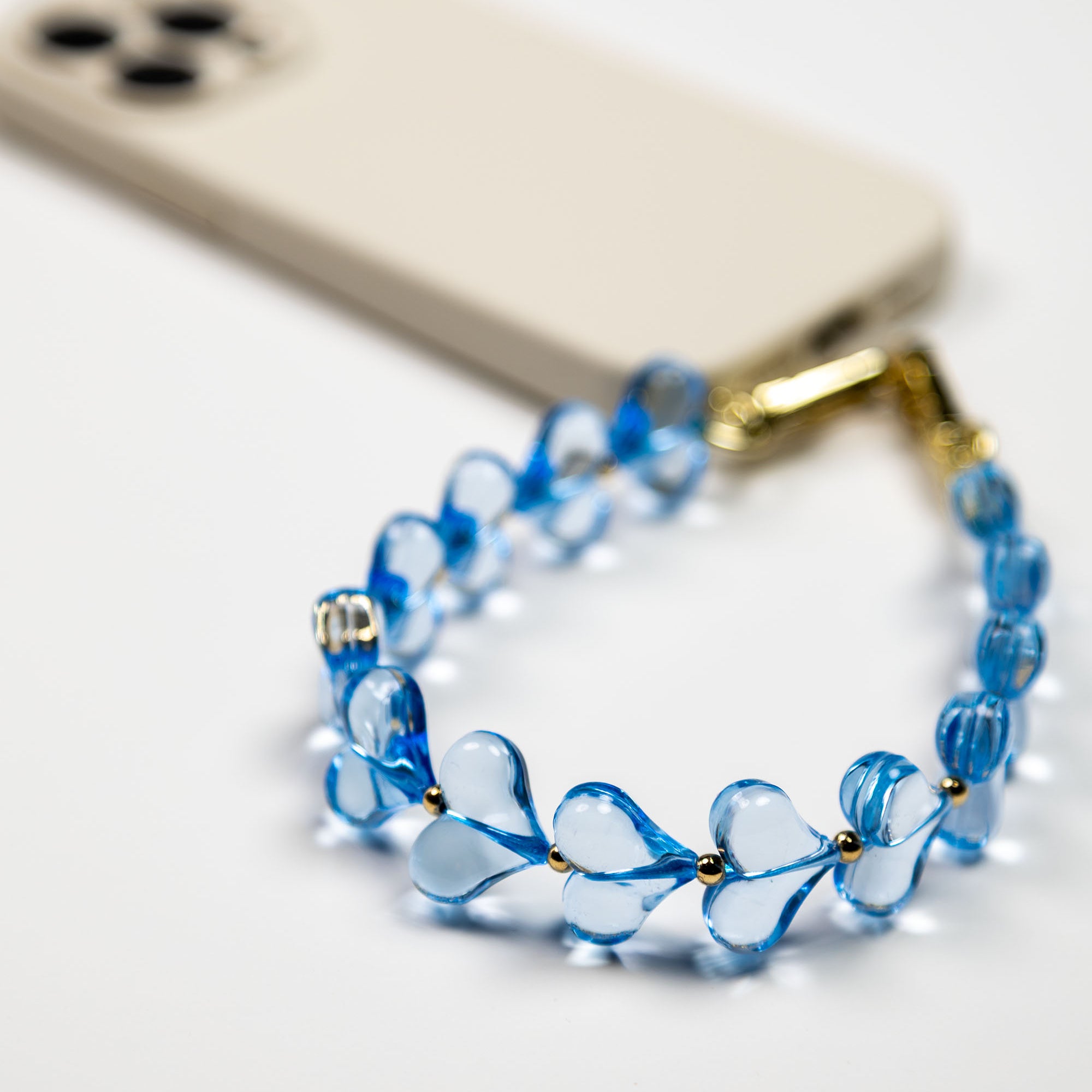 Sky Blue Heart Beads Phone Charm