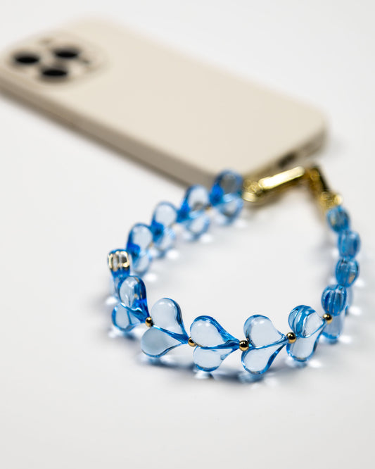 Sky Blue Heart Beads Phone Charm