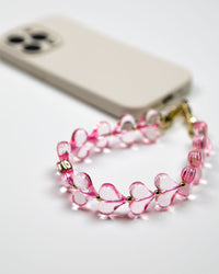 Pink Heart Beads Phone Charm