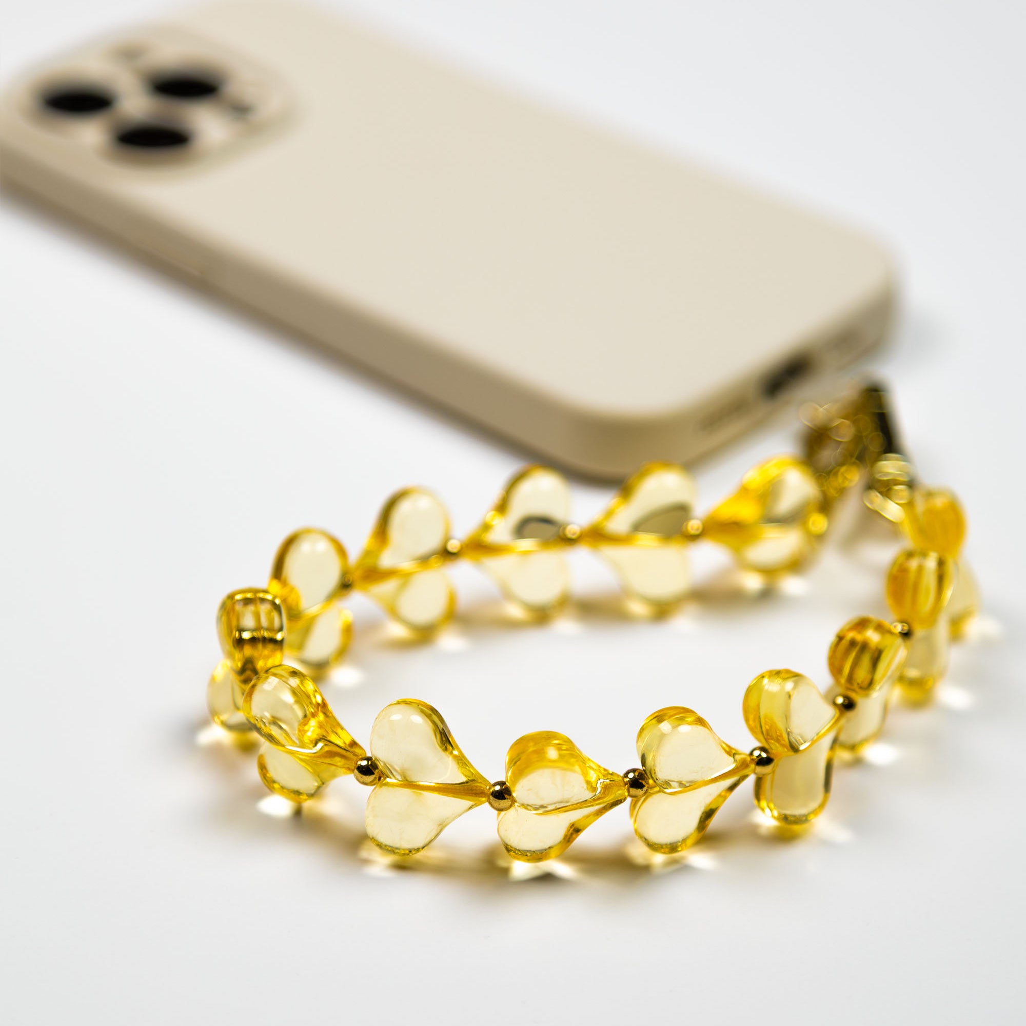 Yellow Heart Beads Phone Charm