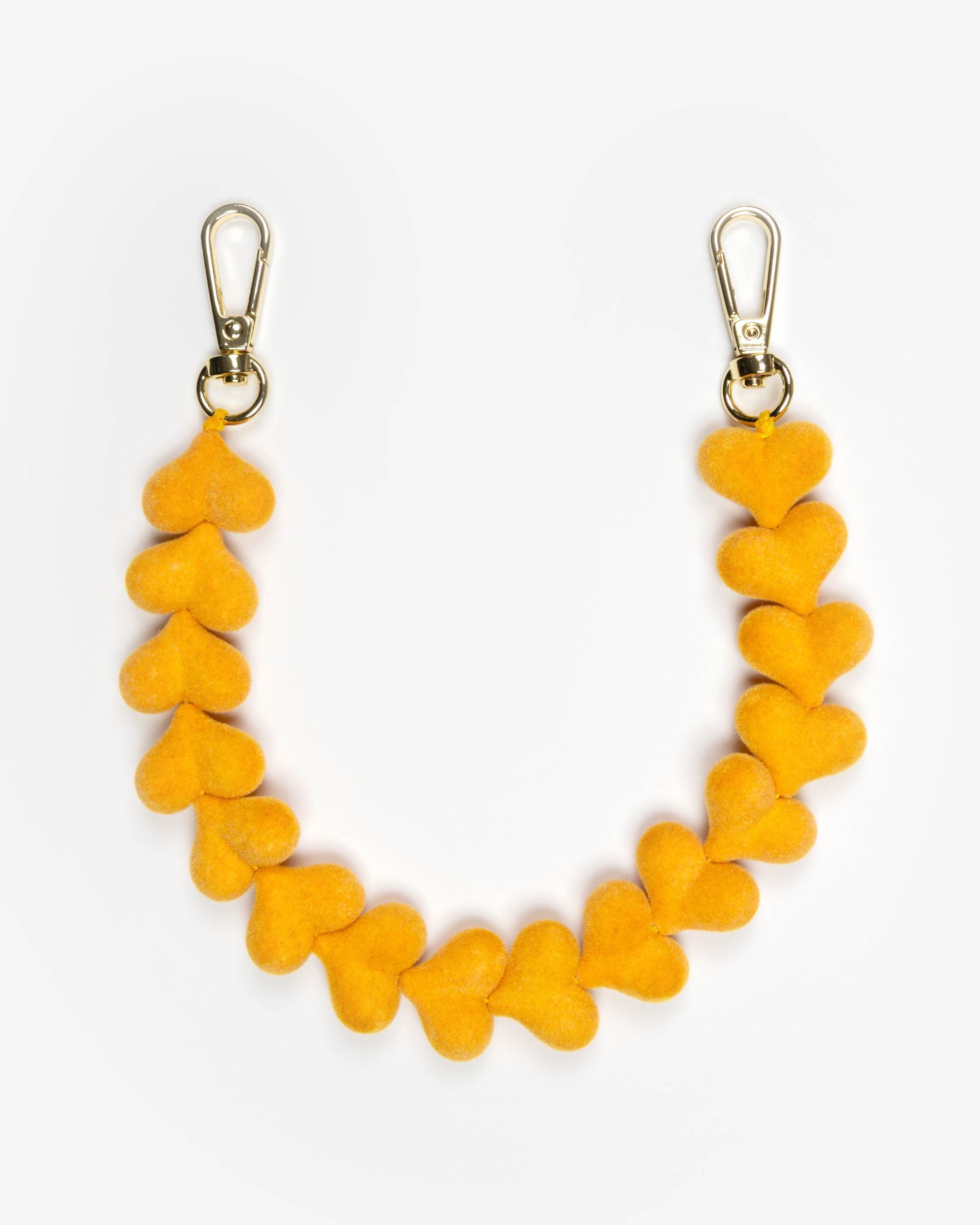 Sunny Yellow Velvet Hearts Phone Charm