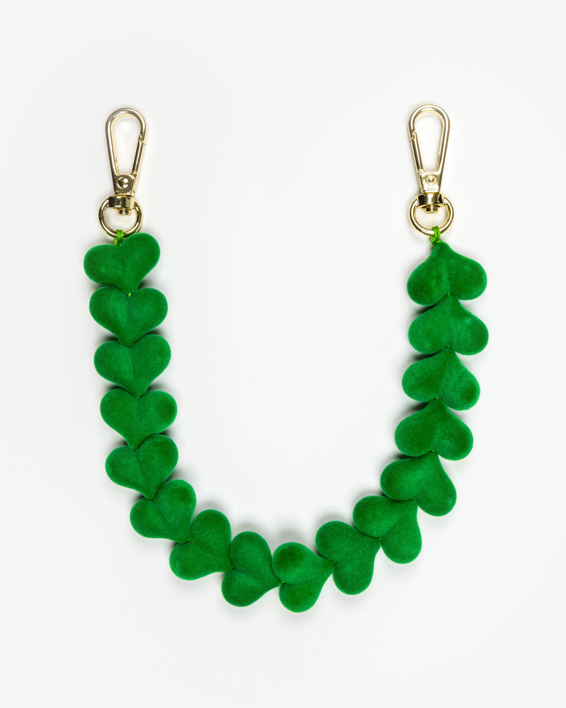 Green Velvet Hearts Phone Charm