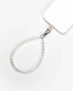 Crystal Clear Glass Phone Charm — Silver-Tone, glass phone charm by IWLI