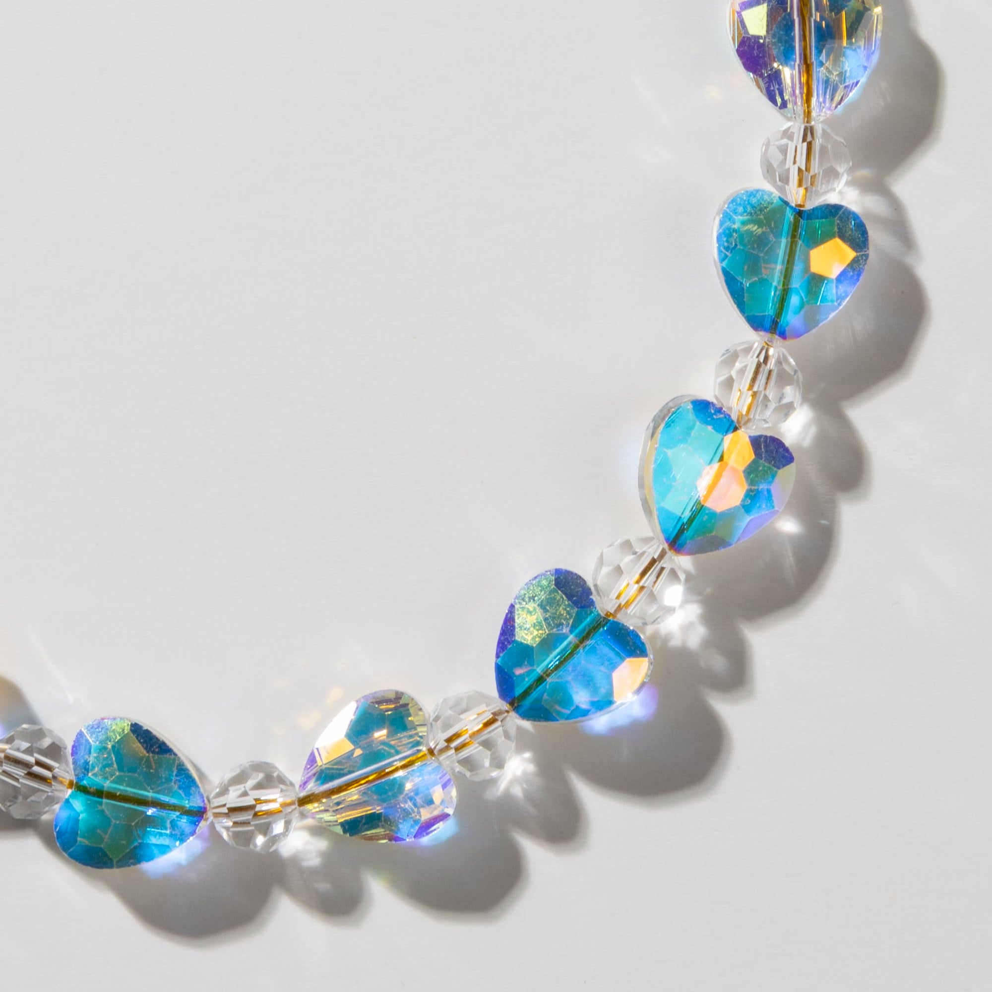 Aurora Heart Glass Beads Phone Charm