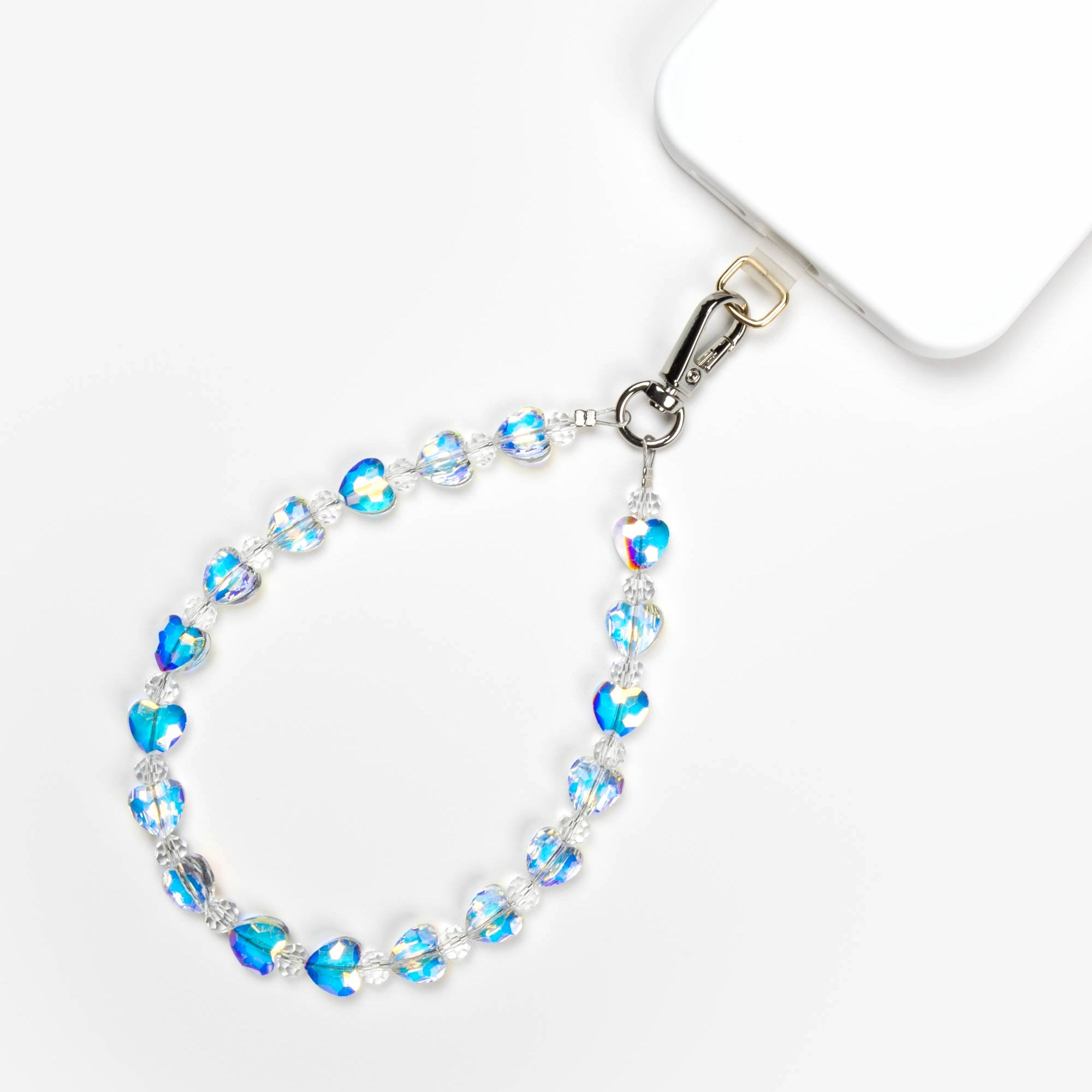 Aurora Heart Glass Beads Phone Charm