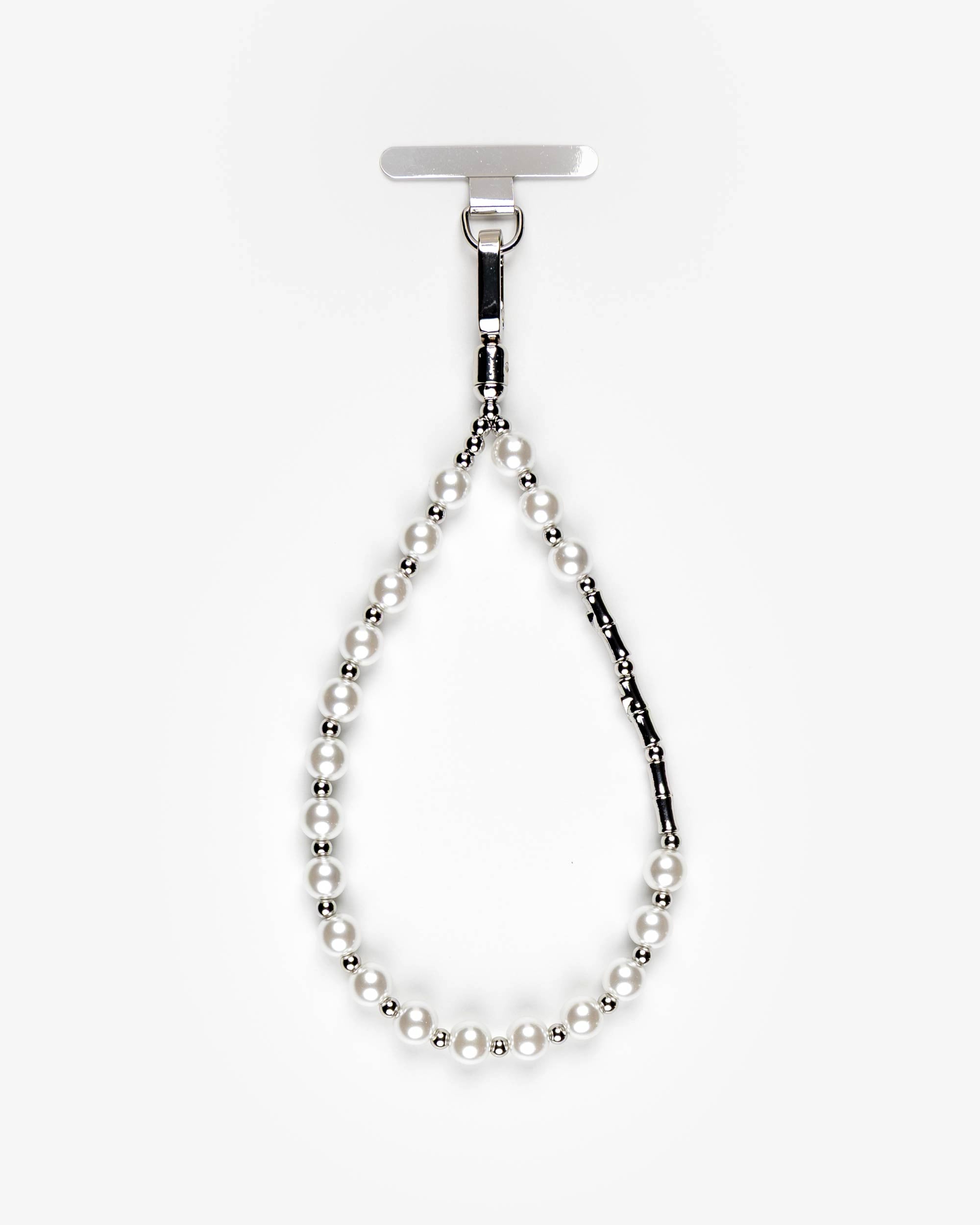 Silver Pearl Bamboo Phone Charm | IWLI