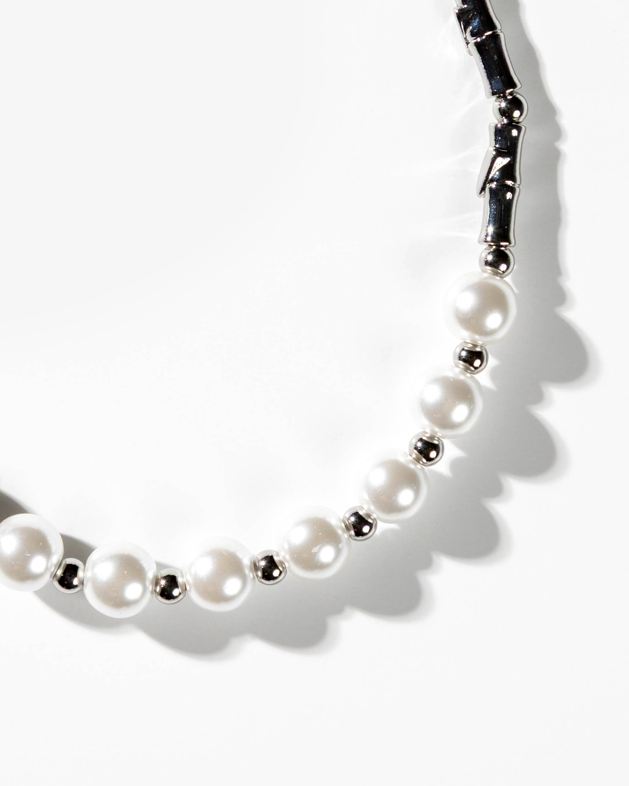 Silver Pearl Bamboo Phone Charm | IWLI