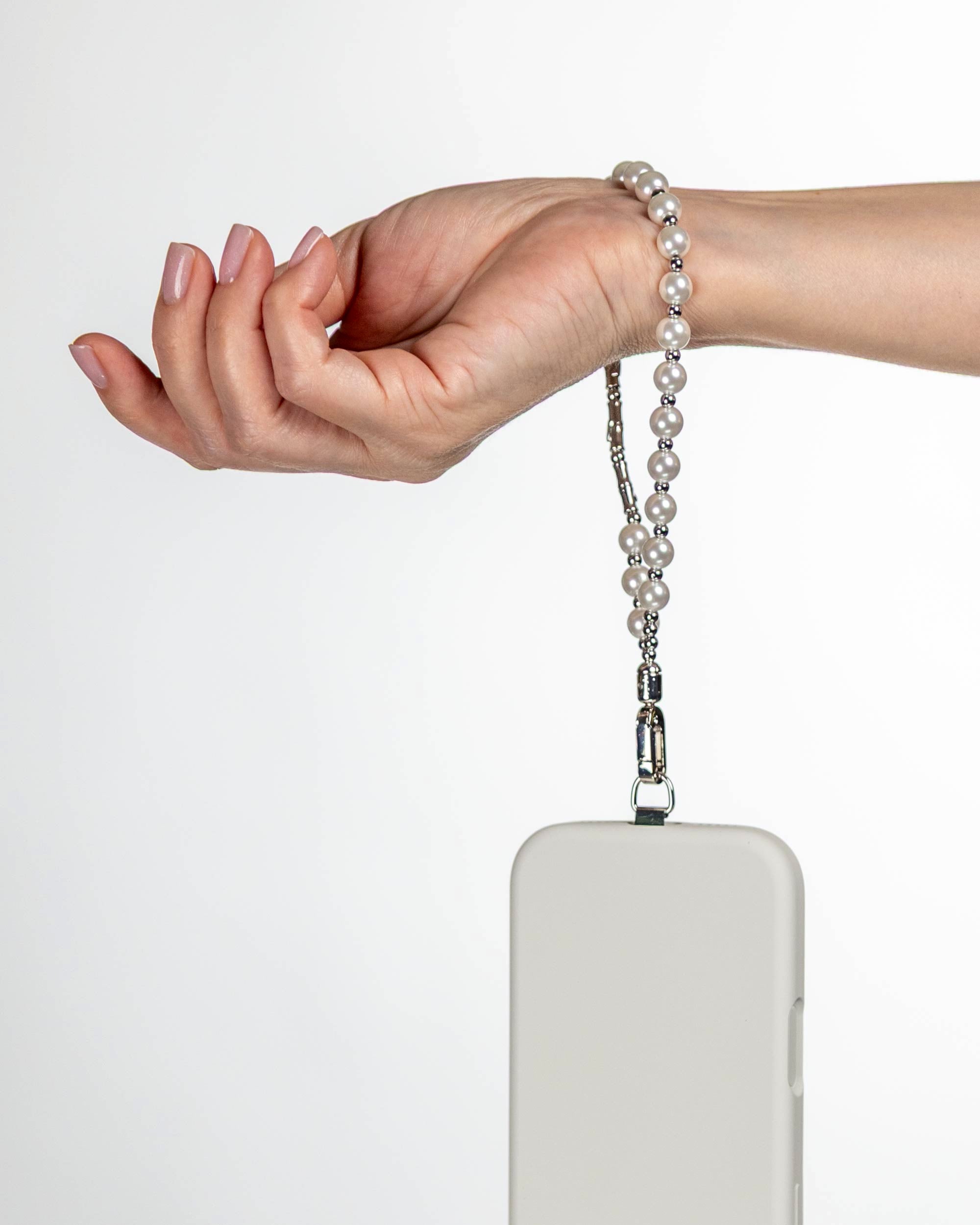 Silver Pearl Bamboo Phone Charm | IWLI