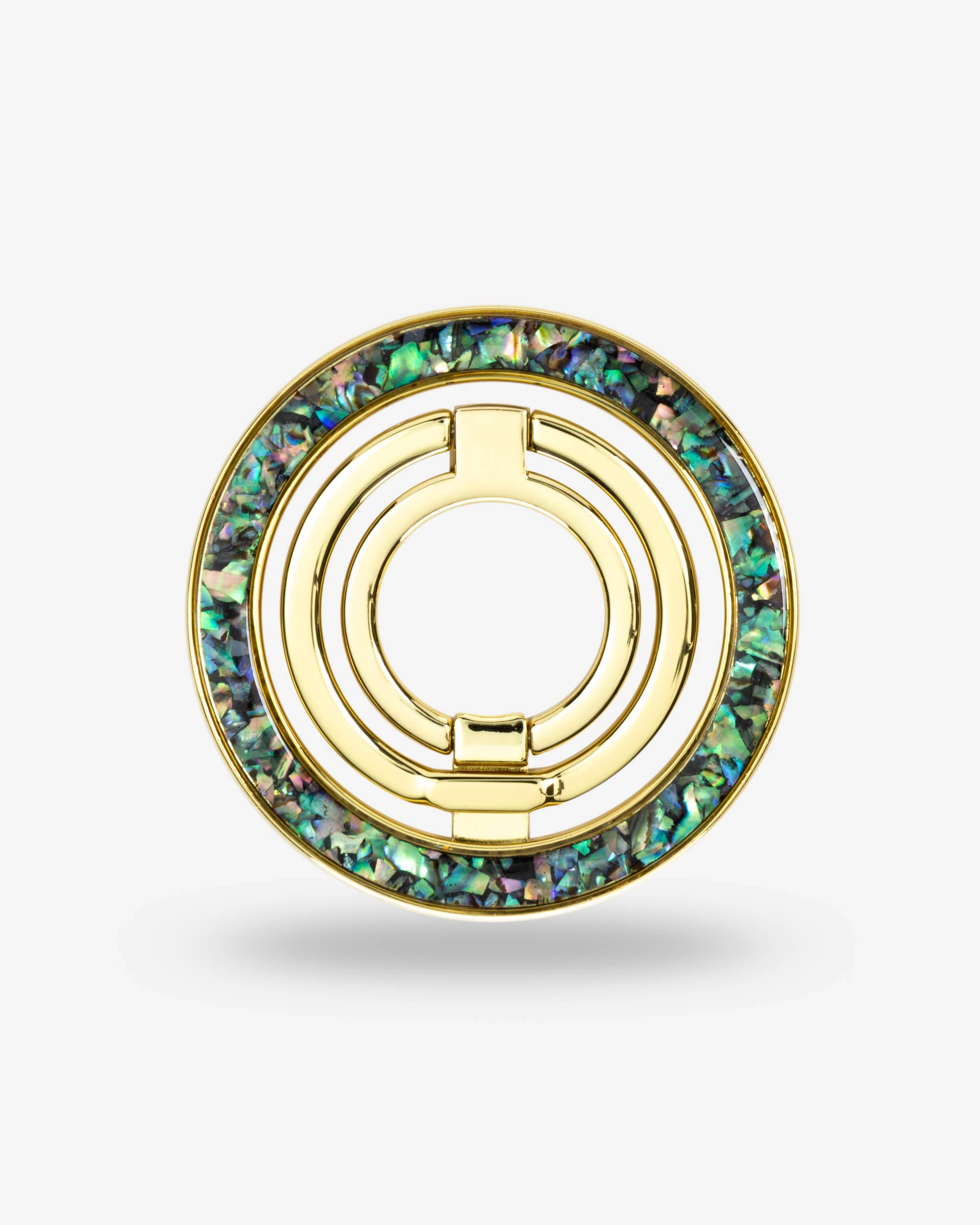 Abalone Pearl Ring Stand — Gold-Tone