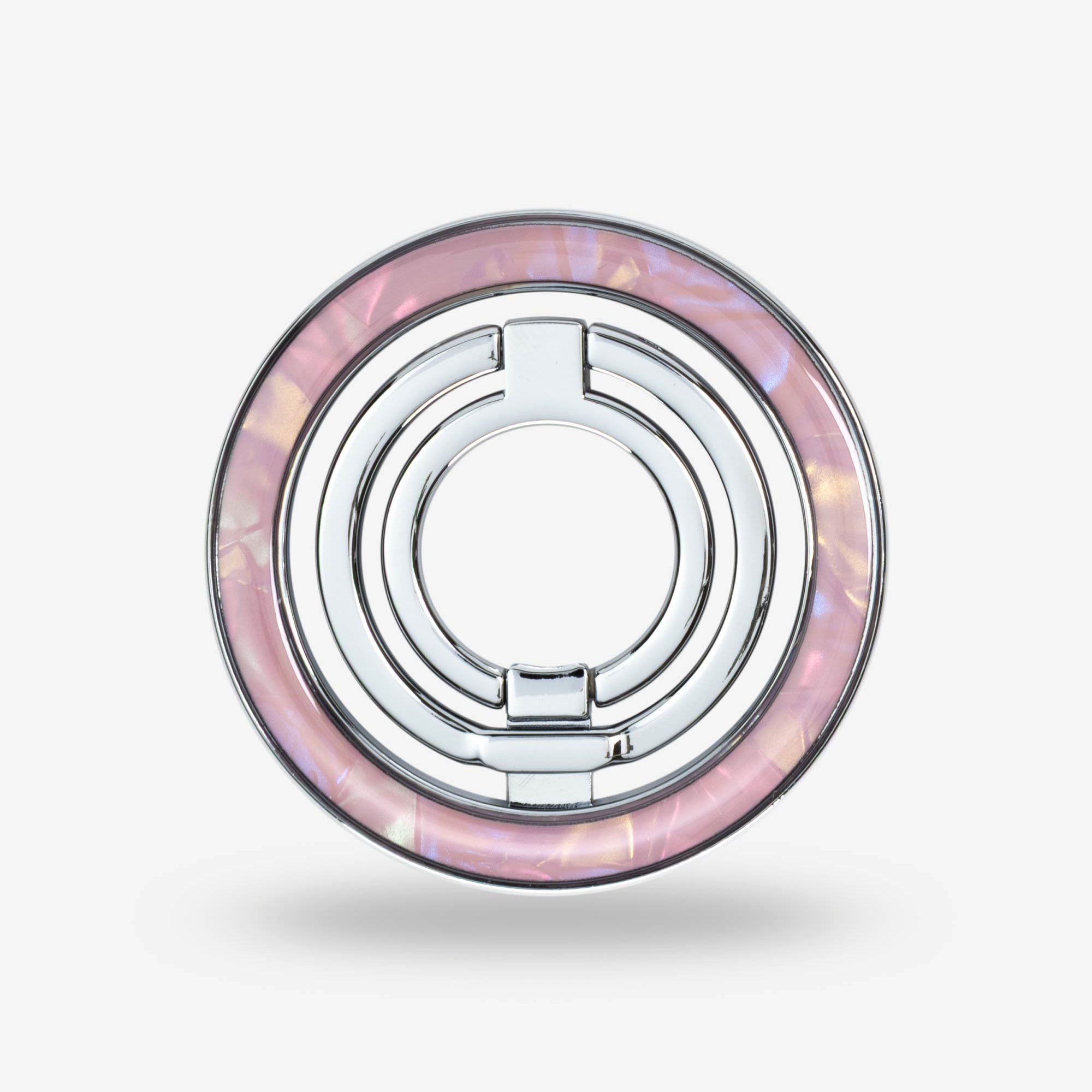 Pink Shell Ring Stand — Silver-Tone