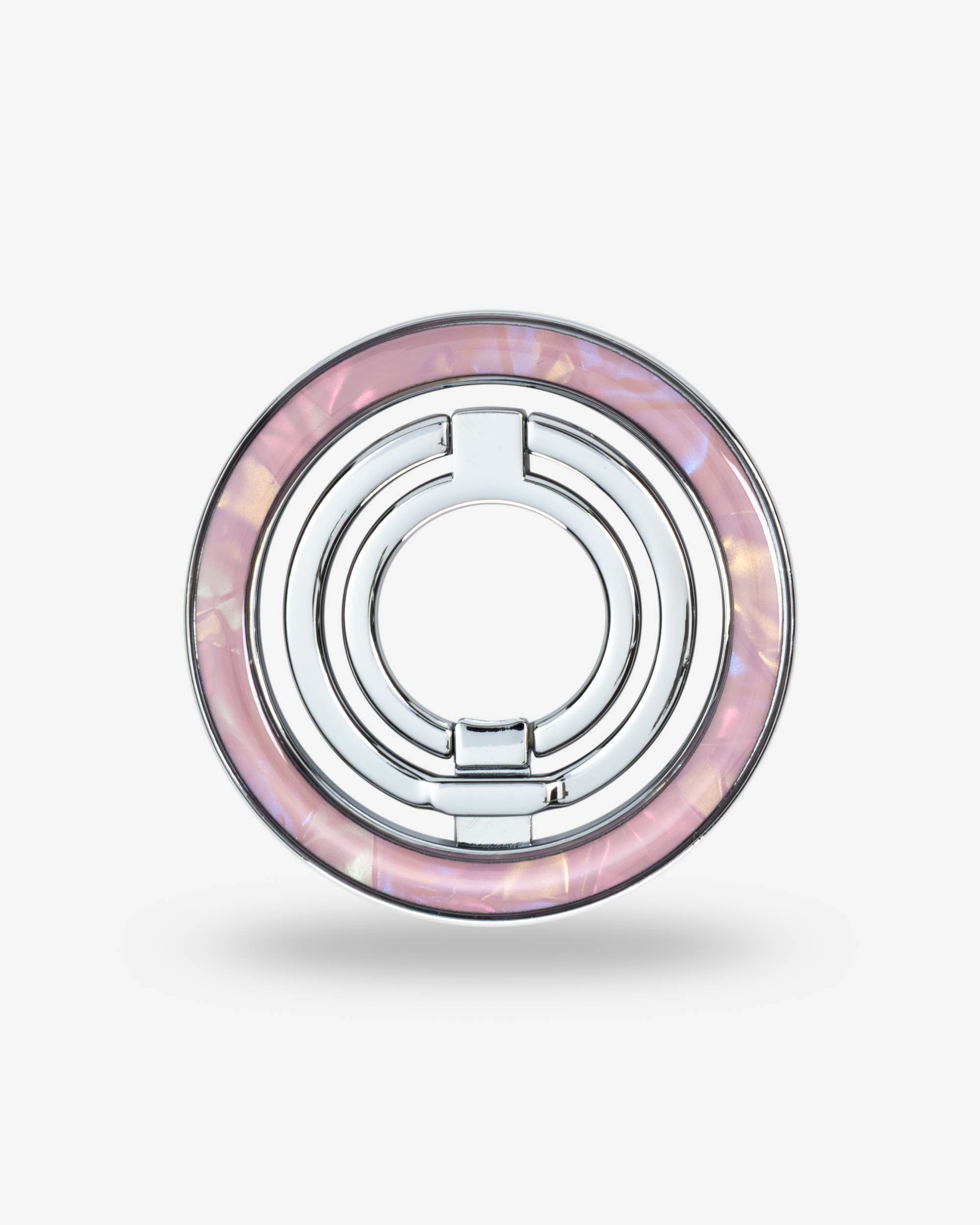 Pink Shell Ring Stand — Silver-Tone