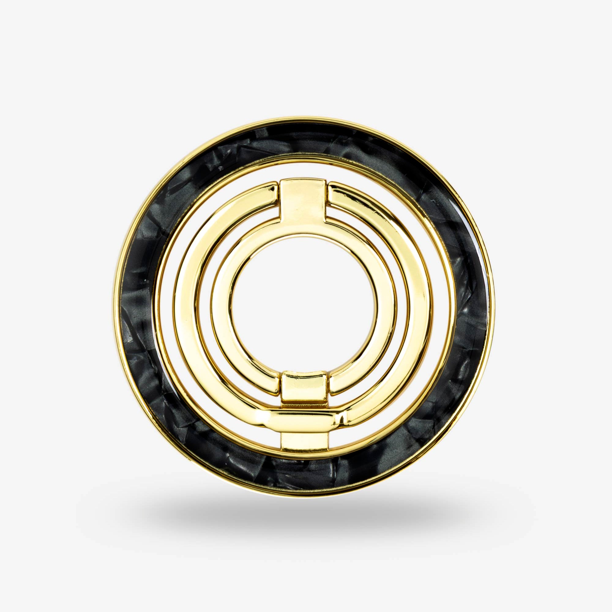 Black Shell Ring Stand — Gold-Tone