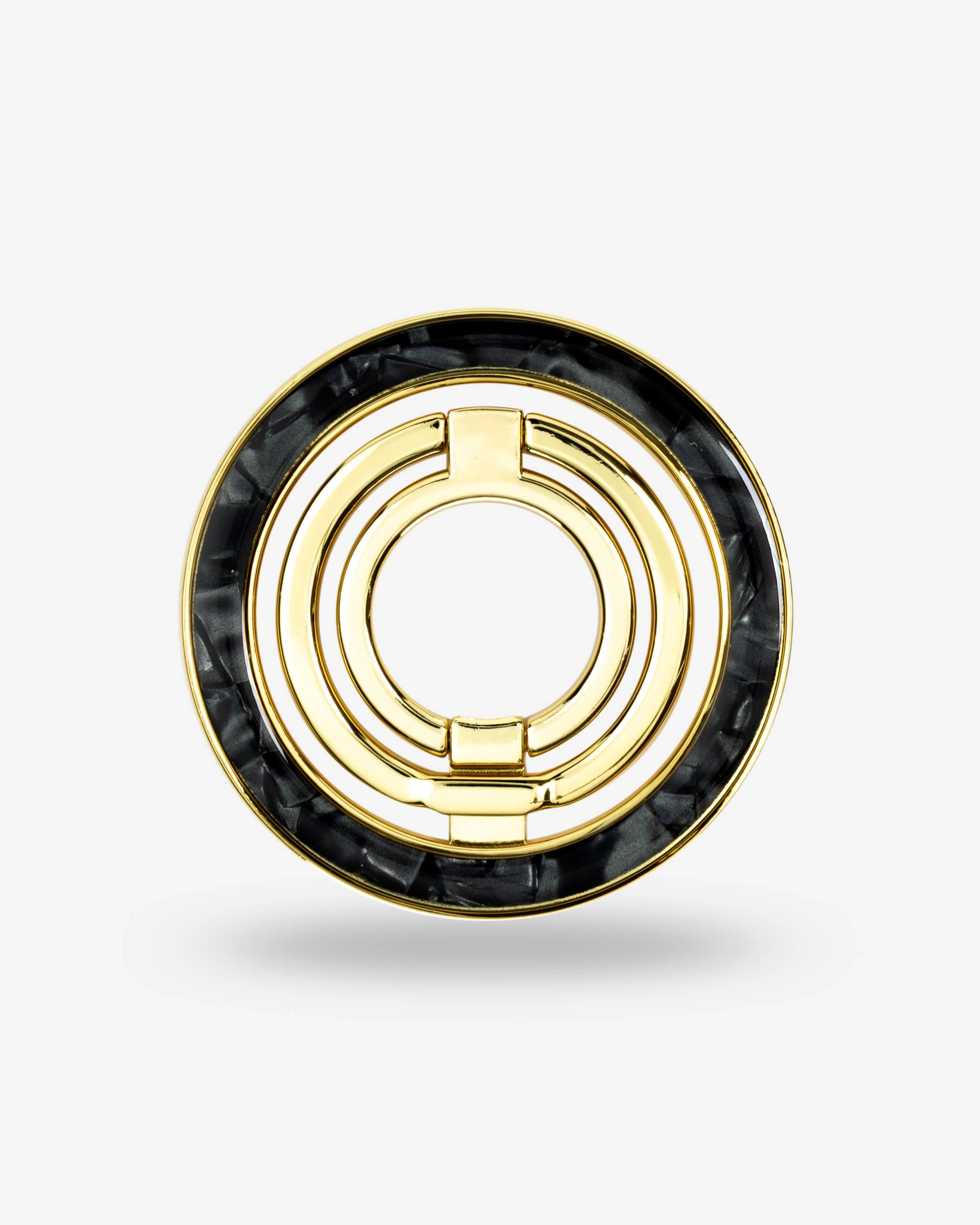 Black Shell Ring Stand — Gold-Tone