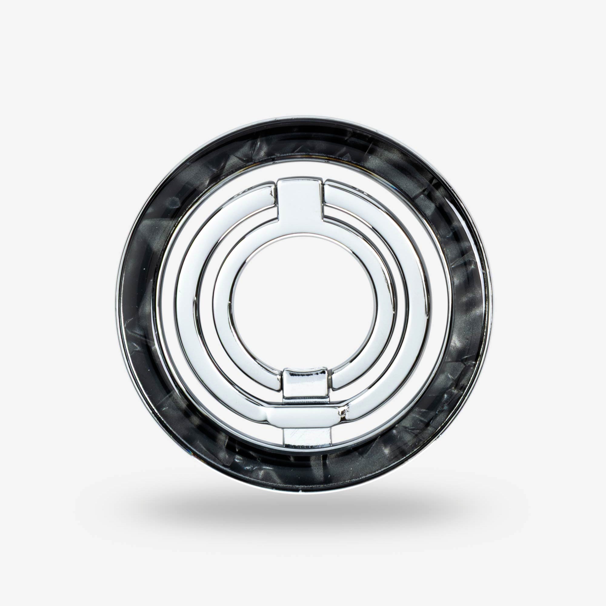 Black Shell Ring Stand — Silver-Tone