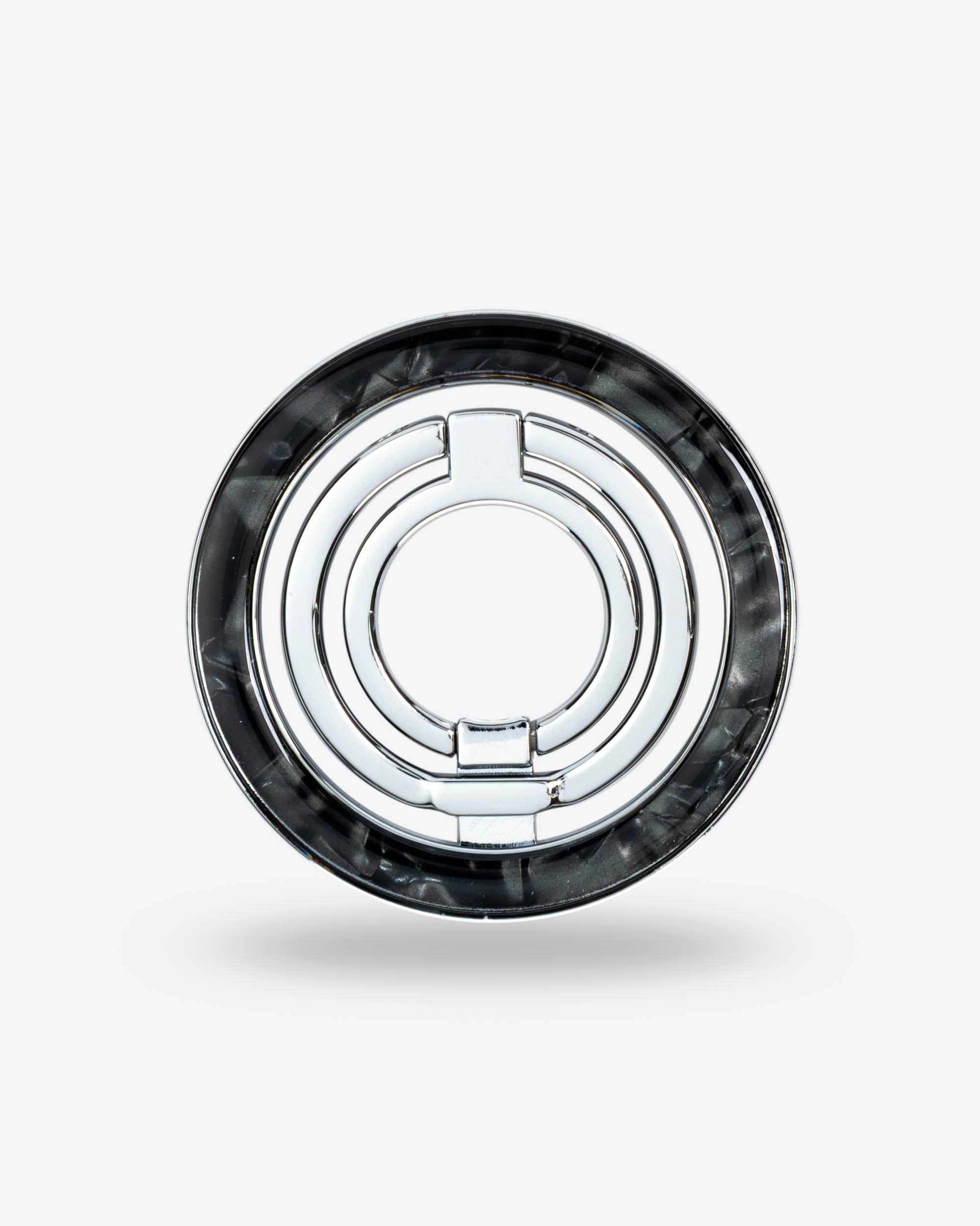 Black Shell Ring Stand — Silver-Tone