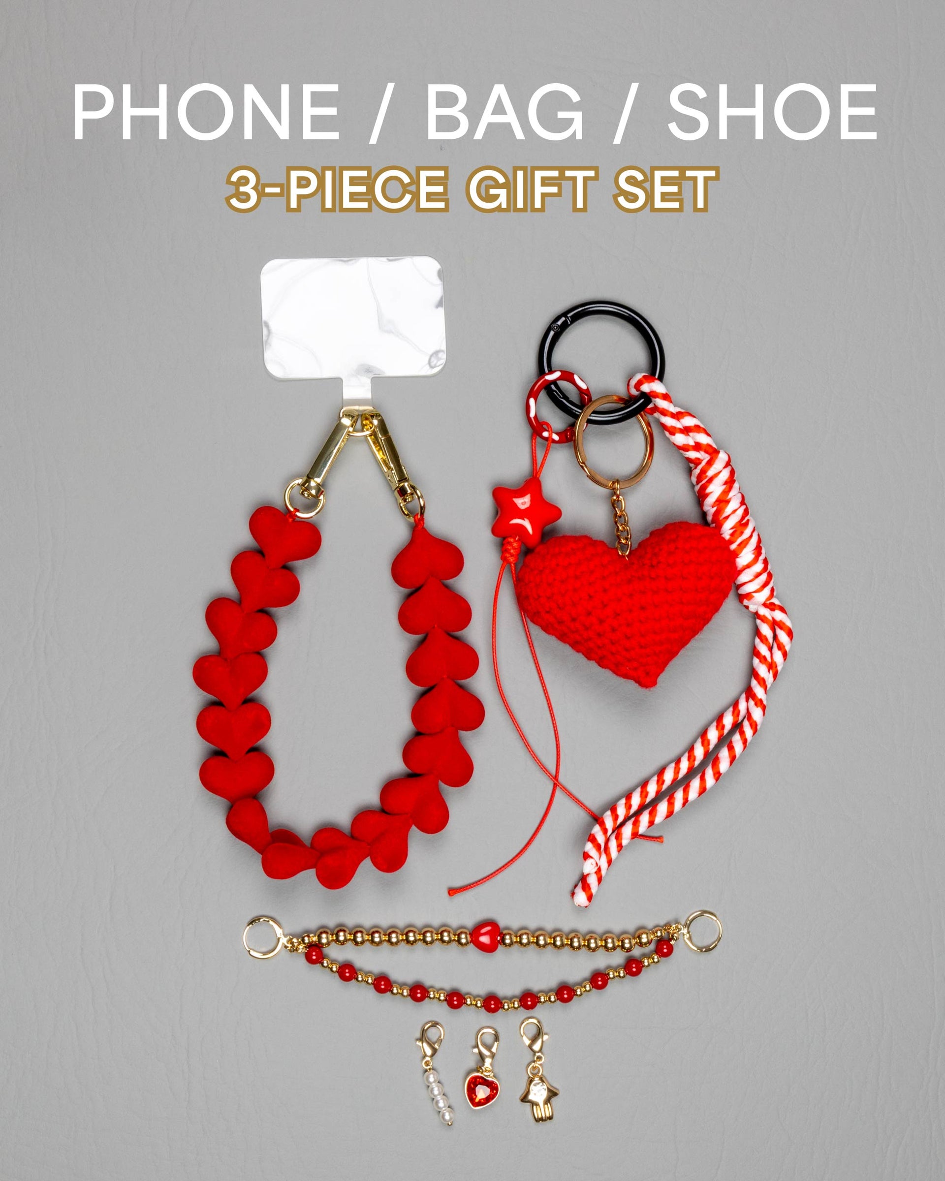 Heartbeat in Red — 3-Piece Charm Trio Gift Set