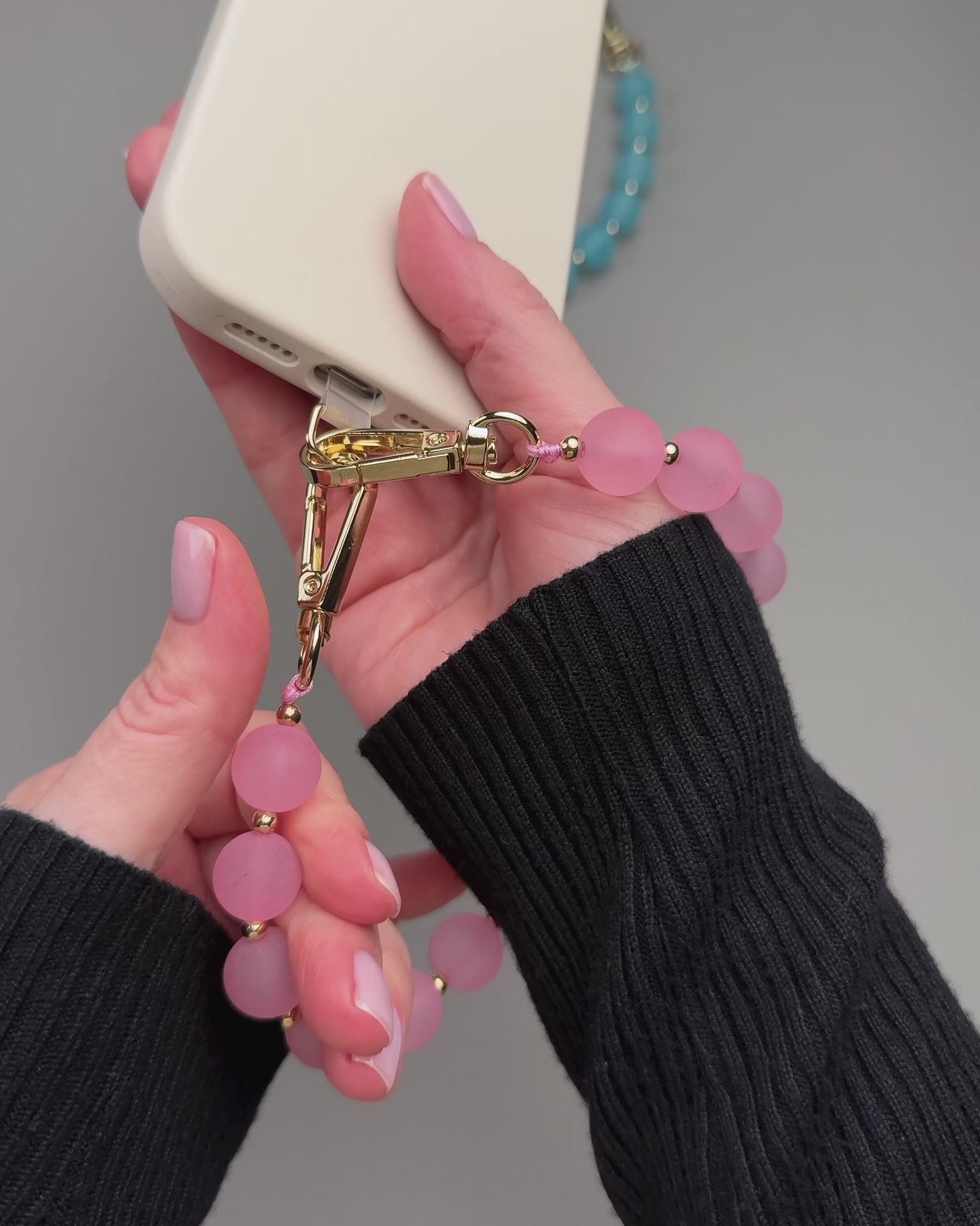 Pink Frost Beads Phone Charm