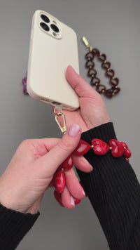 Red Marble Hearts Phone Charm
